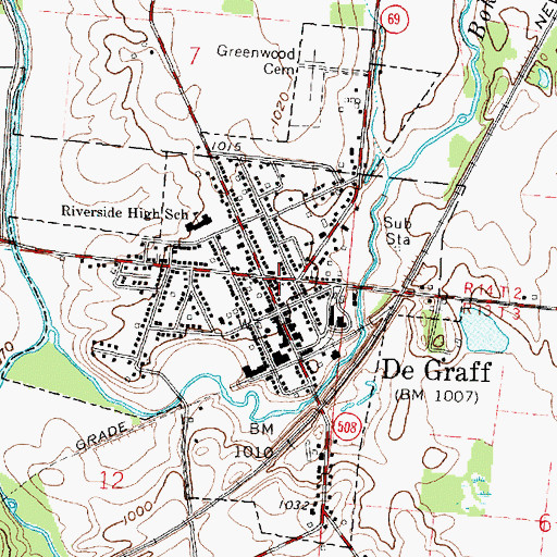 Topographic Map of De Graff United Methodist Church, OH