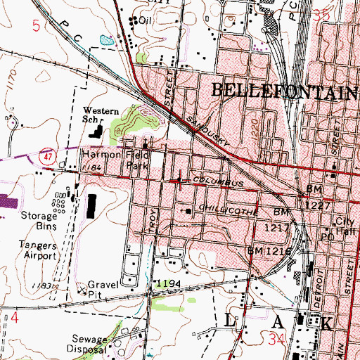 Topographic Map of First Friends Church, OH