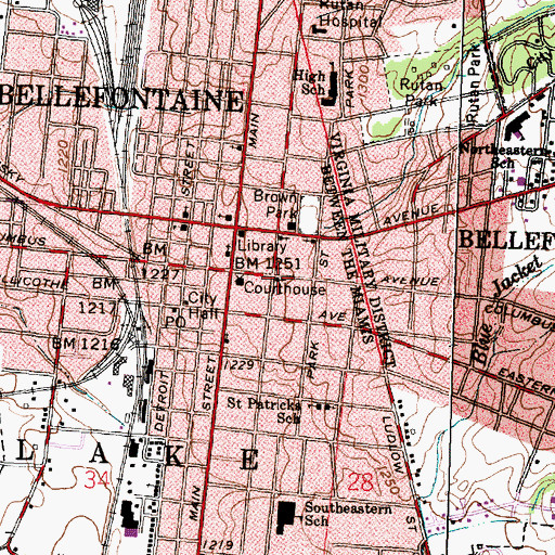 Topographic Map of First Regular Baptist Church, OH