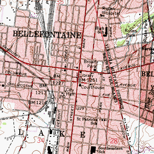 Topographic Map of First United Presbyterian Church, OH