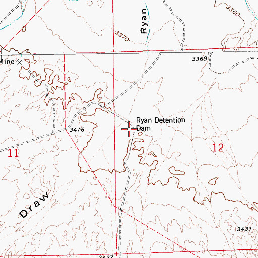 Topographic Map of Ryan Detention Dam, AZ