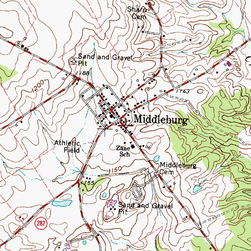 Topographic Map of Middleburg United Methodist Church, OH