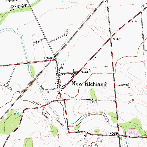 Topographic Map of New Richland Baptist Church, OH