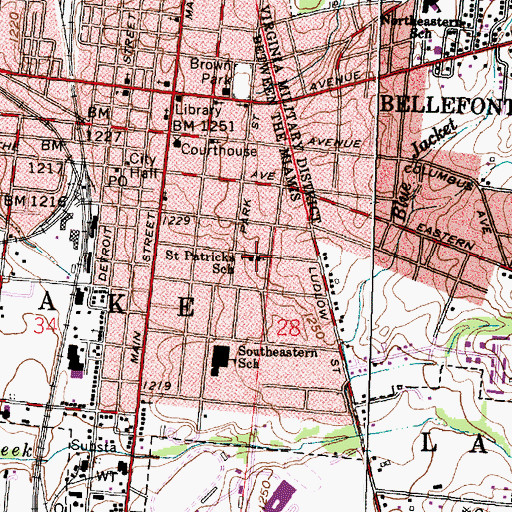 Topographic Map of Saint Patricks Catholic Church, OH