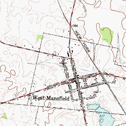 Topographic Map of West Mansfield Baptist Church, OH