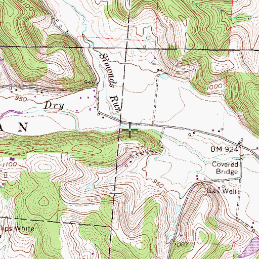 Topographic Map of Simonds Run, OH