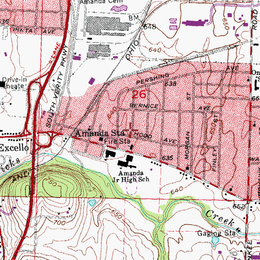 Topographic Map of Amanda Station, OH