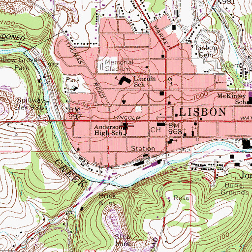 Topographic Map of Anderson High School, OH