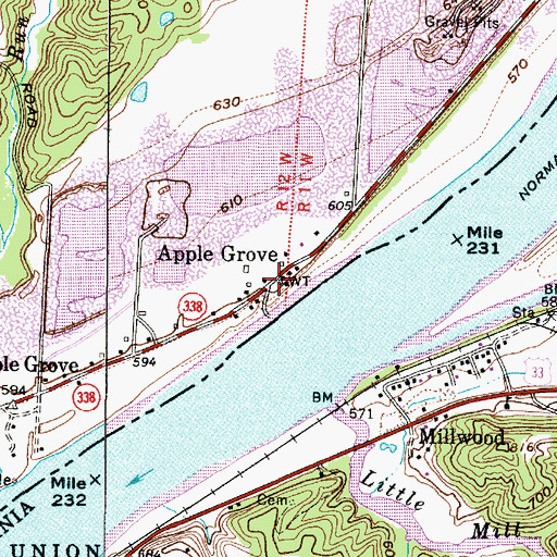 Topographic Map of Apple Grove, OH