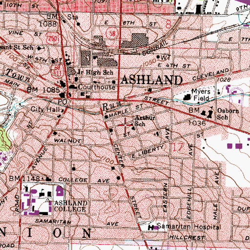 Topographic Map of Arthur School, OH