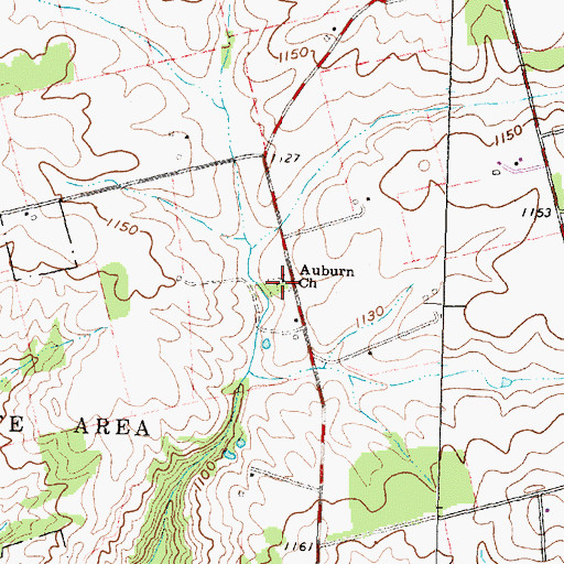 Topographic Map of Auburn Methodist Church, OH