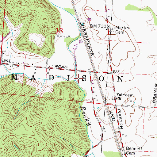 Topographic Map of Back Run, OH