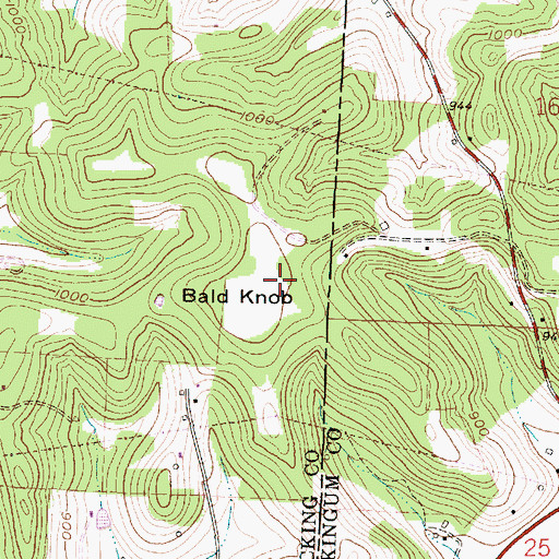 Topographic Map of Bald Knob, OH