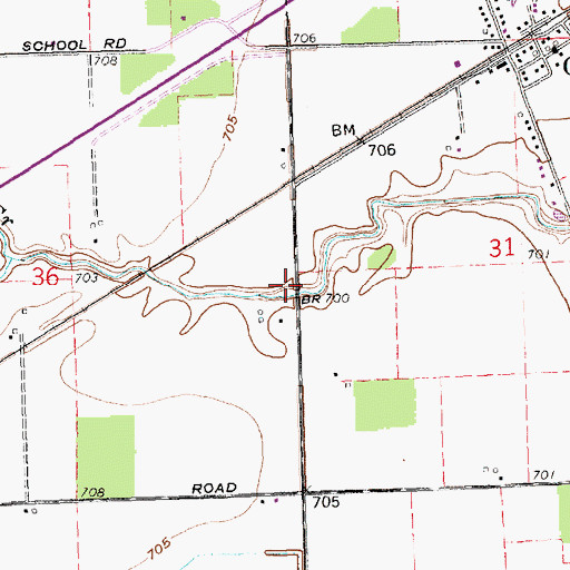 Topographic Map of Barnes Creek, OH