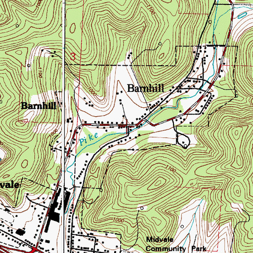Topographic Map of Barnhill, OH