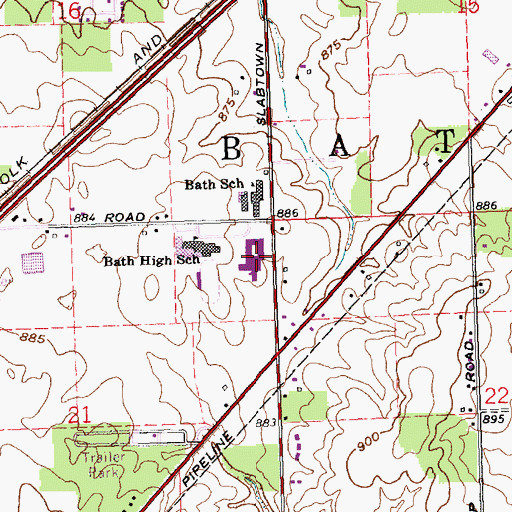 Topographic Map of Bath High School, OH