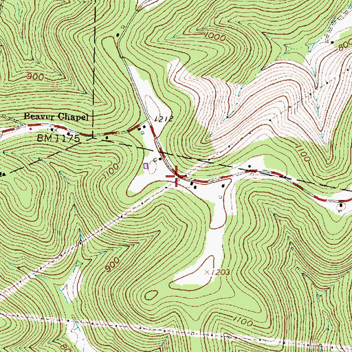 Topographic Map of Beaver Ridge, OH