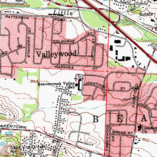 Topographic Map of Beavercreek Valley School, OH