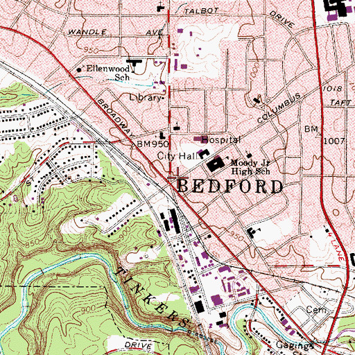 Topographic Map of Bedford, OH