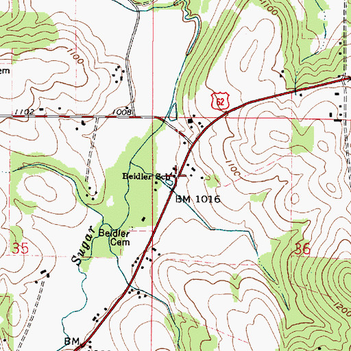 Topographic Map of Beidler School, OH
