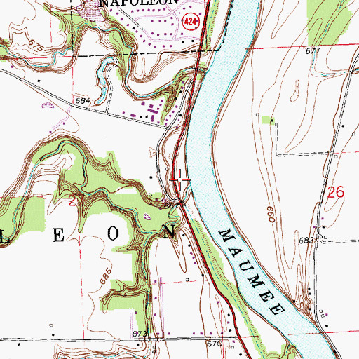 Topographic Map of Benien Creek, OH