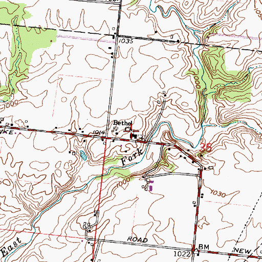 Topographic Map of Bethel Baptist Church, OH