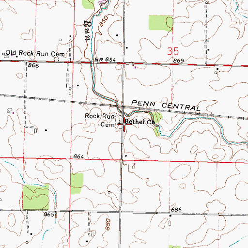 Topographic Map of Bethel Church, OH