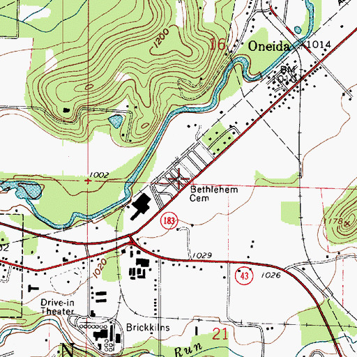 Topographic Map of Bethlehem Cemetery, OH