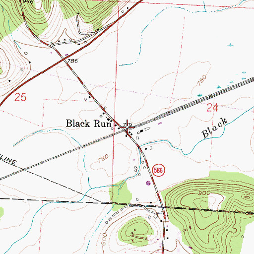 Topographic Map of Black Run, OH