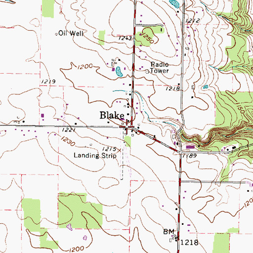 Topographic Map of Blake, OH