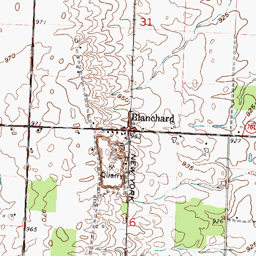 Topographic Map of Blanchard, OH