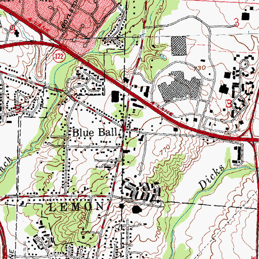 Topographic Map of Blue Ball, OH