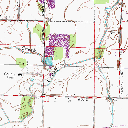 Topographic Map of Blue Creek, OH