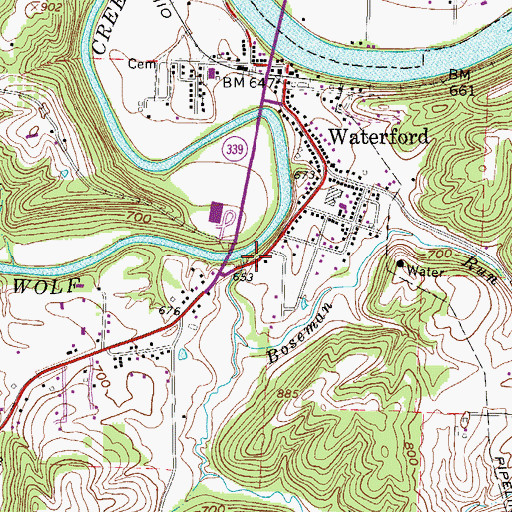 Topographic Map of Boseman Run, OH