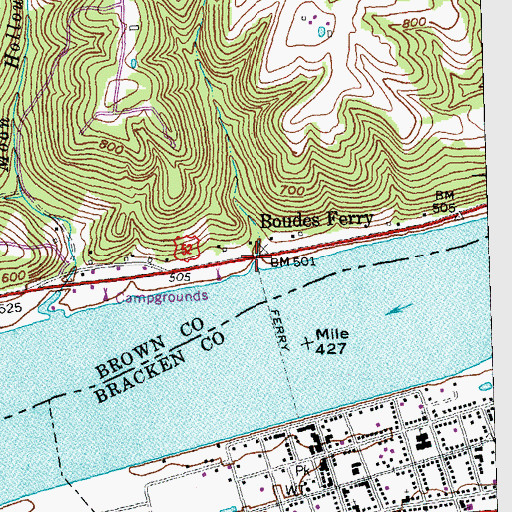Topographic Map of Boudes Ferry, OH