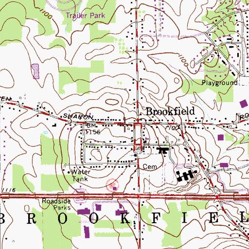 Topographic Map of Brookfield, OH