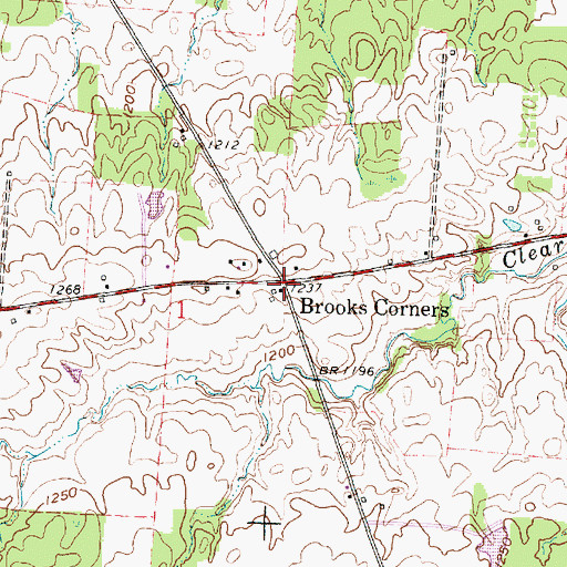 Topographic Map of Brooks Corners, OH