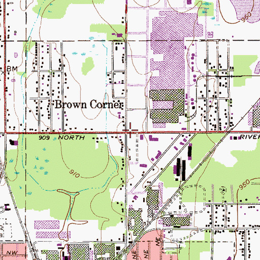 Topographic Map of Brown Corner, OH