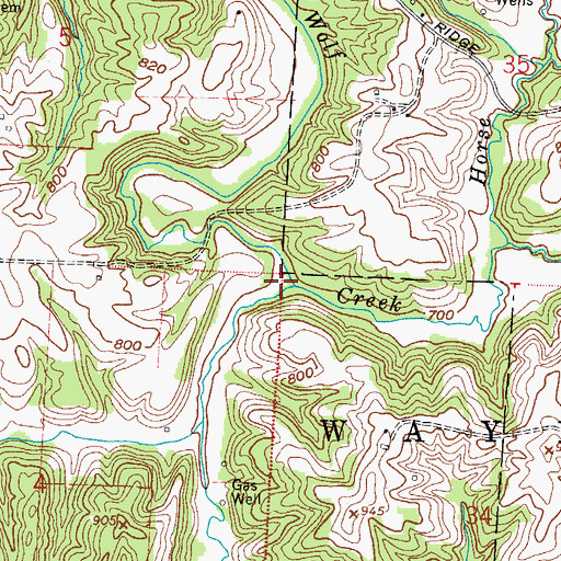 Topographic Map of Browns Run, OH