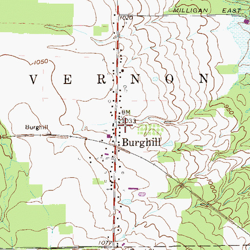 Topographic Map of Burghill, OH