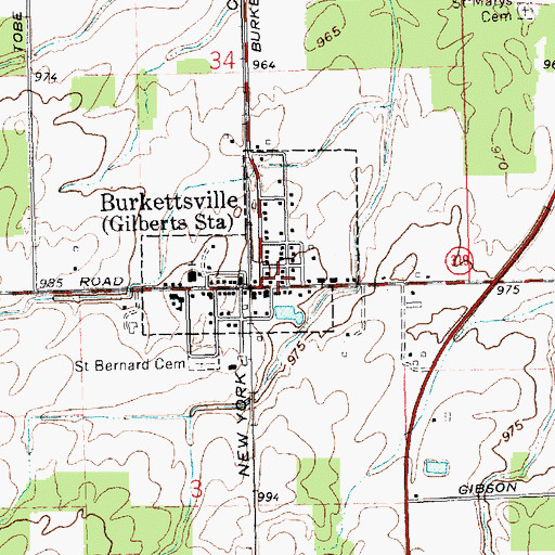 Topographic Map of Burkettsville, OH