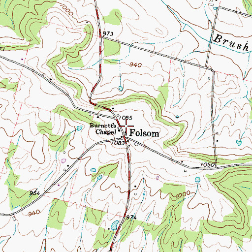 Topographic Map of Burnetts Chapel, OH