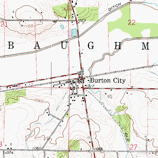 Topographic Map of Burton City, OH
