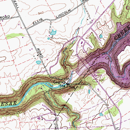 Topographic Map of Caesar Creek Lake, OH