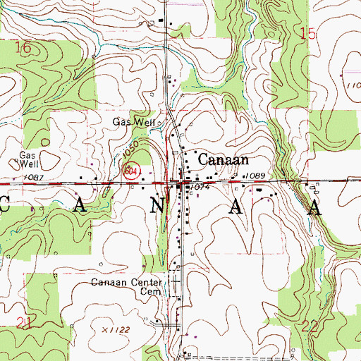 Topographic Map of Canaan, OH