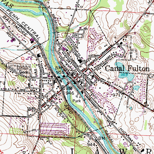 Topographic Map of Canal Fulton, OH