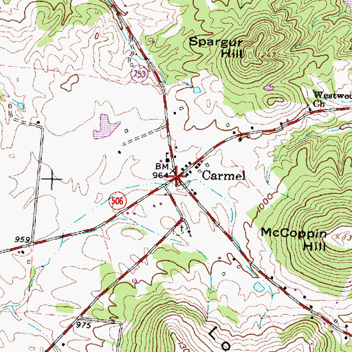Topographic Map of Carmel, OH