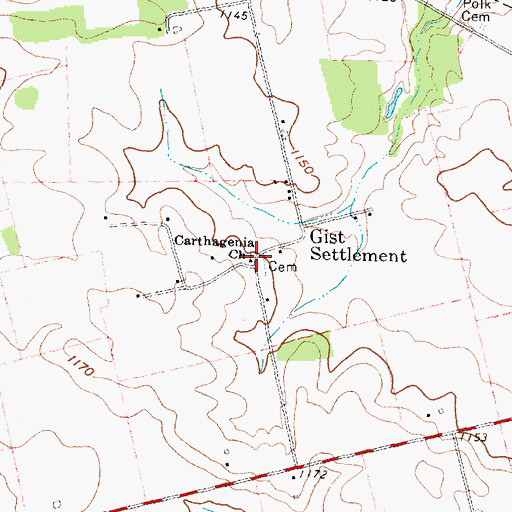 Topographic Map of Carthagenia Church, OH