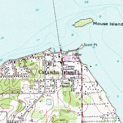 Topographic Map of Catawba Island, OH