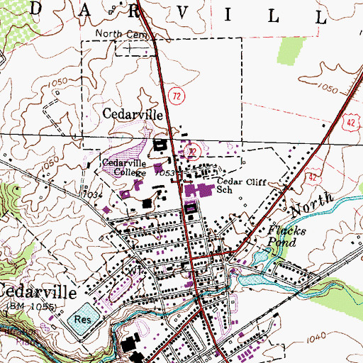 Topographic Map of Cedar Cliff School, OH